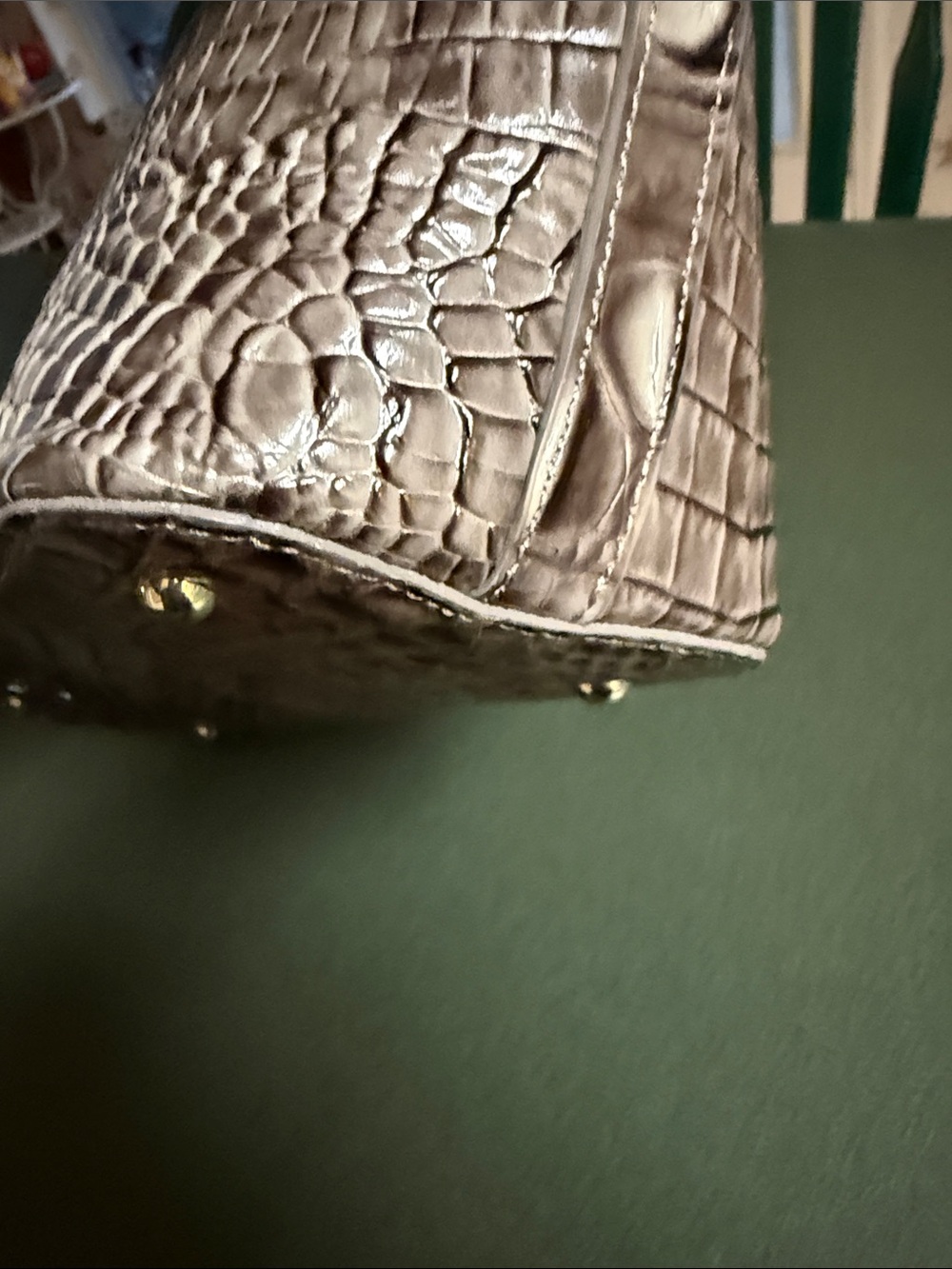 Brahmin Asher Shoulder Bag in Taupe with Cream Bow Charm - Picture 8 of 16